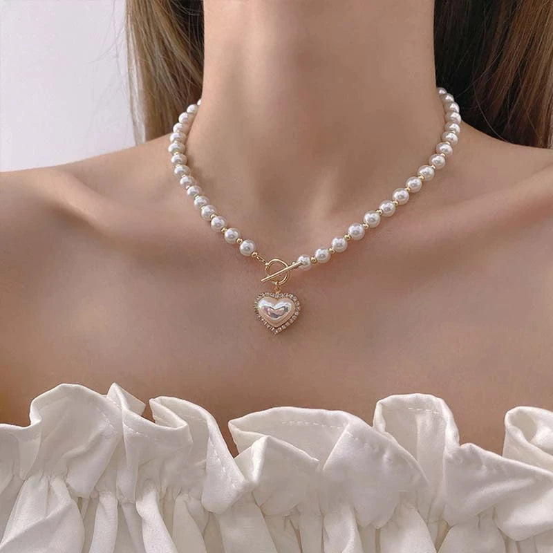 Luxury Pearl Heart Necklace