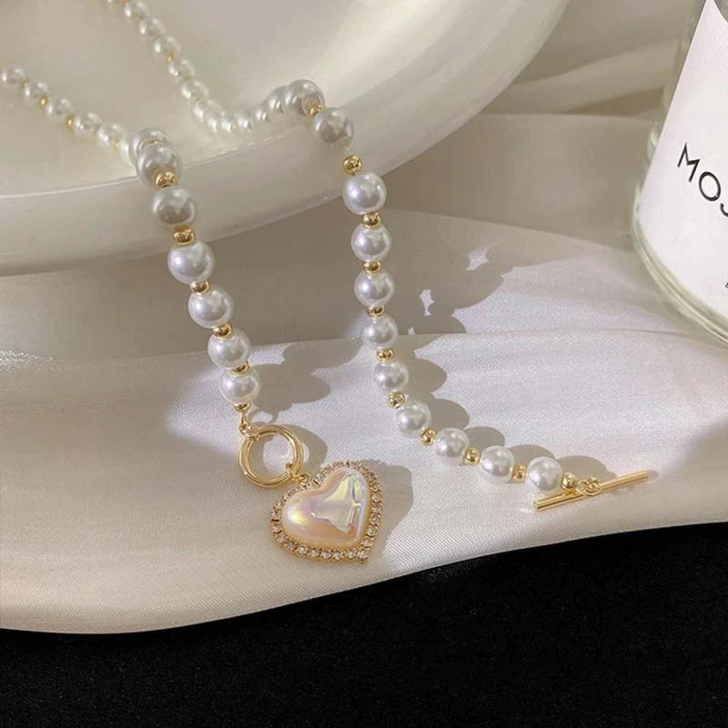 Luxury Pearl Heart Necklace